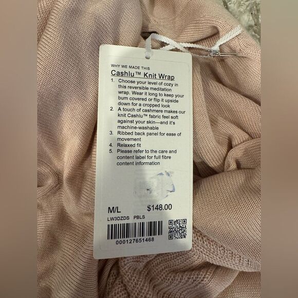 NWT New LULULEMON Cashlu Knit Wrap Sweater Pink Bliss (PBLS) M L - Picture 5 of 5